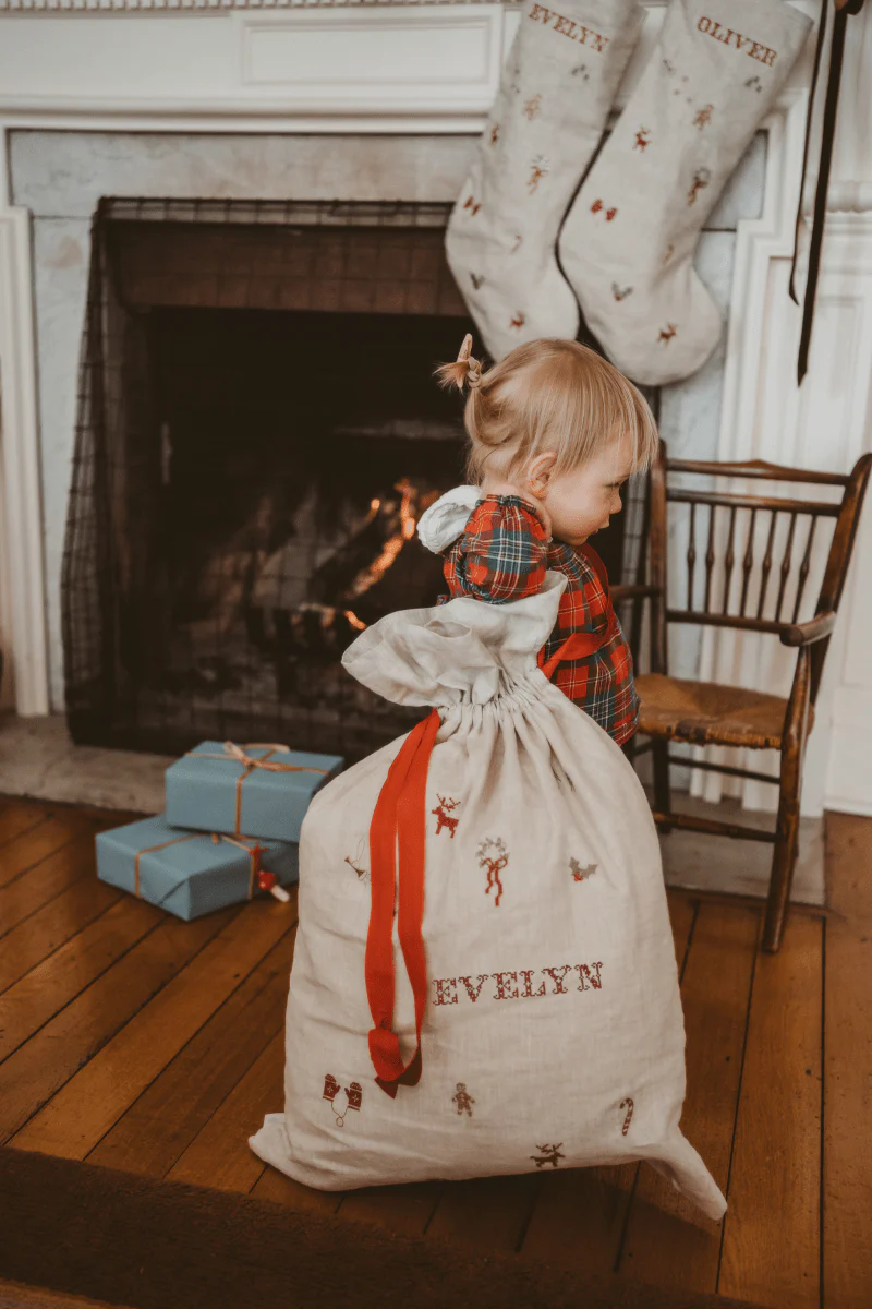 Linen Pattern Santa Sack - Image 4