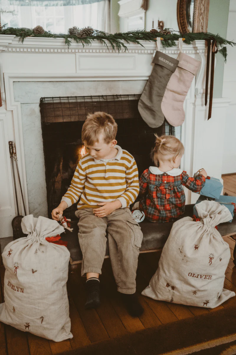 Linen Pattern Santa Sack - Image 6