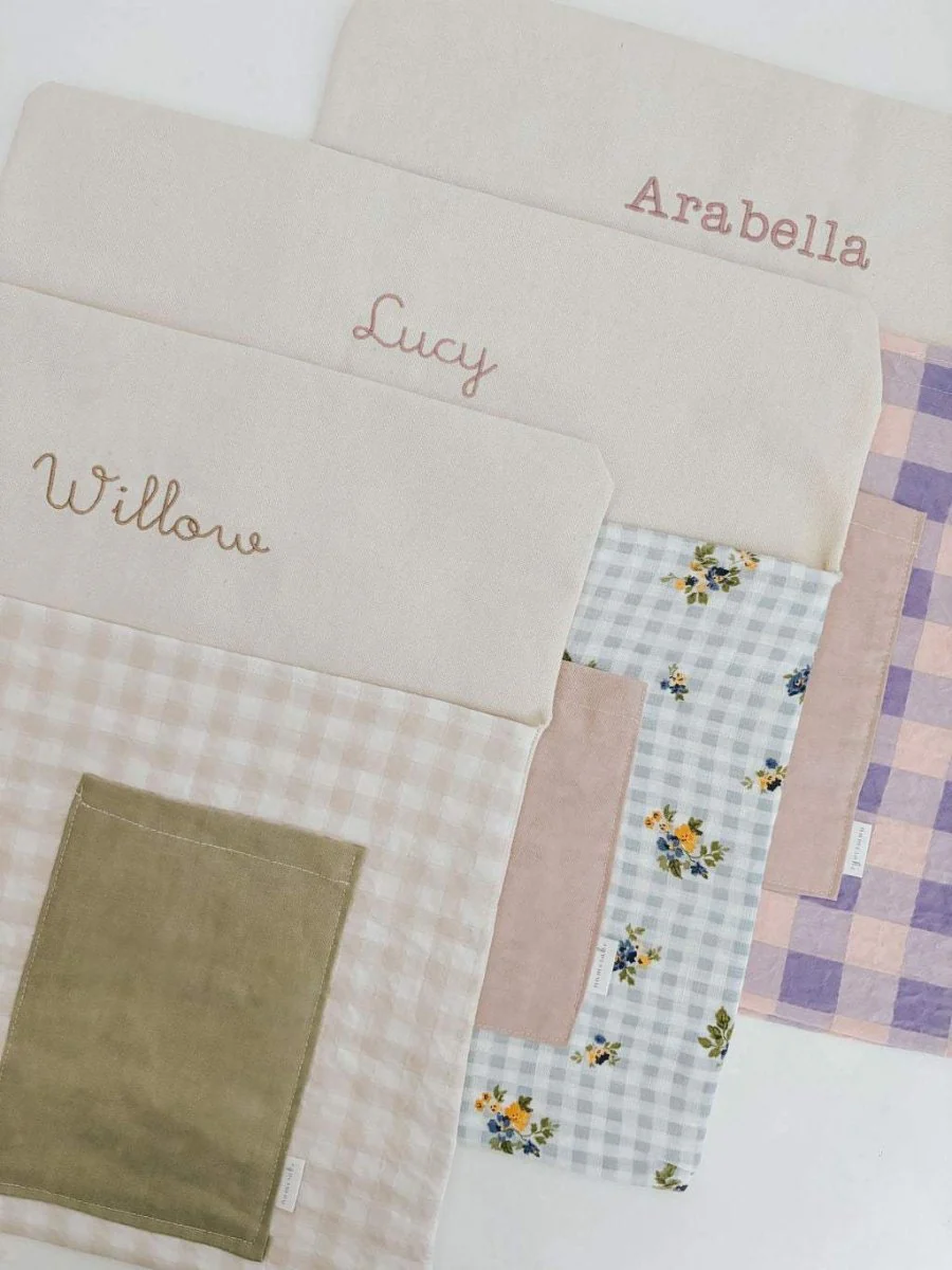 Personalised Chair Bag - Natural Gingham - Image 4