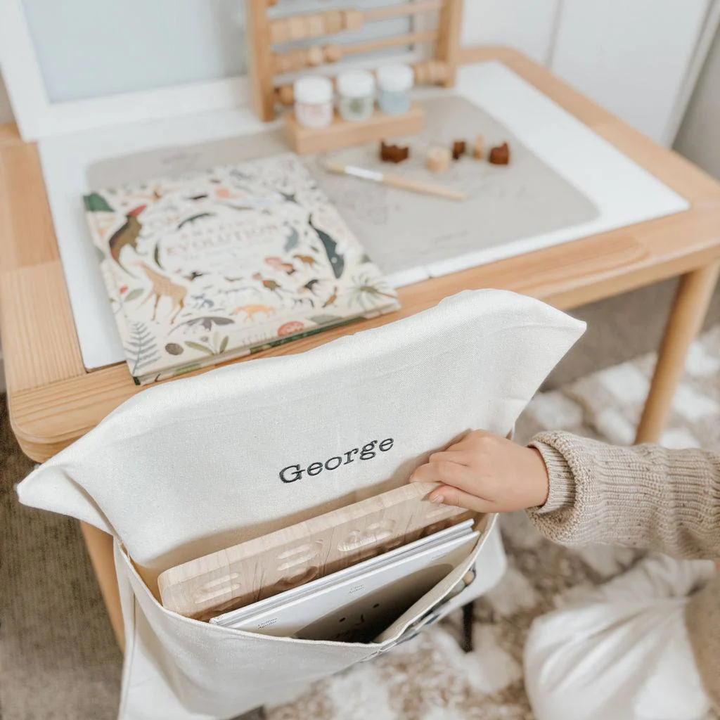 Personalised Chair Bag - Blue Gingham - Image 6